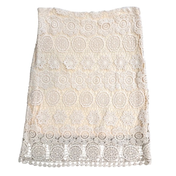 Solitaire Ravi Khosla Ivory Cotton Crochet Floral Lace  M Boho Cottage Feminine - Picture 3 of 8